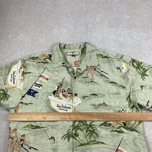 TOMMY BAHAMA RELAX Men’s L 100% Silk SS Shirt Miss Bahama Catch-a-Lot-Island - Picture 16 of 16
